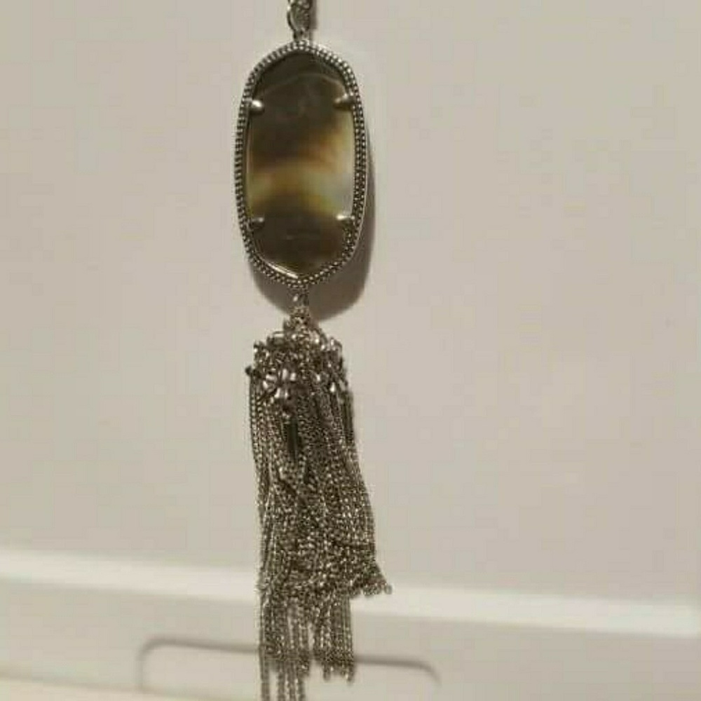 Kendra Scott black pearl and silver Rayne necklace